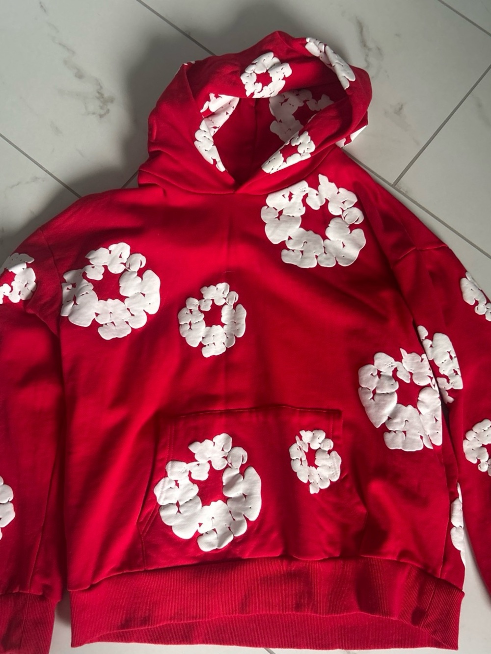 Red Floral-Print Hoodie Sweatshirt - Brand Unspecified